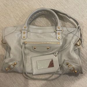 Balenciaga Motorcross Classic City Bag - Light Gray